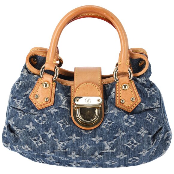 Louis Vuitton Monogram Blue Denim Monogram Small Handbag Pleaty Satchel M95020 - Picture 1 of 10